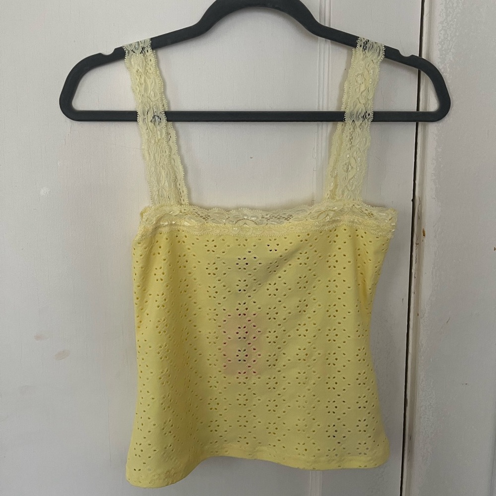 Edikted Yellow Lace Strap Tank Top